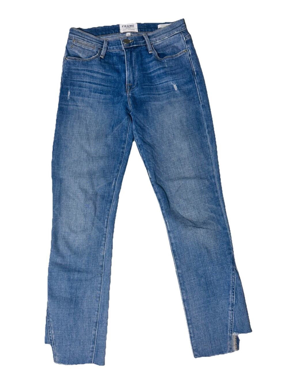 Frame Denim Le High Straight Jeans 24 x 28 inseam Raw Hem $268 Anthropologie